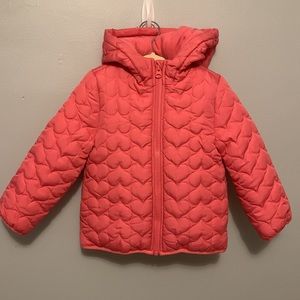 NWT Hooded, heart stitched, quilted little girls Carters coat 3T